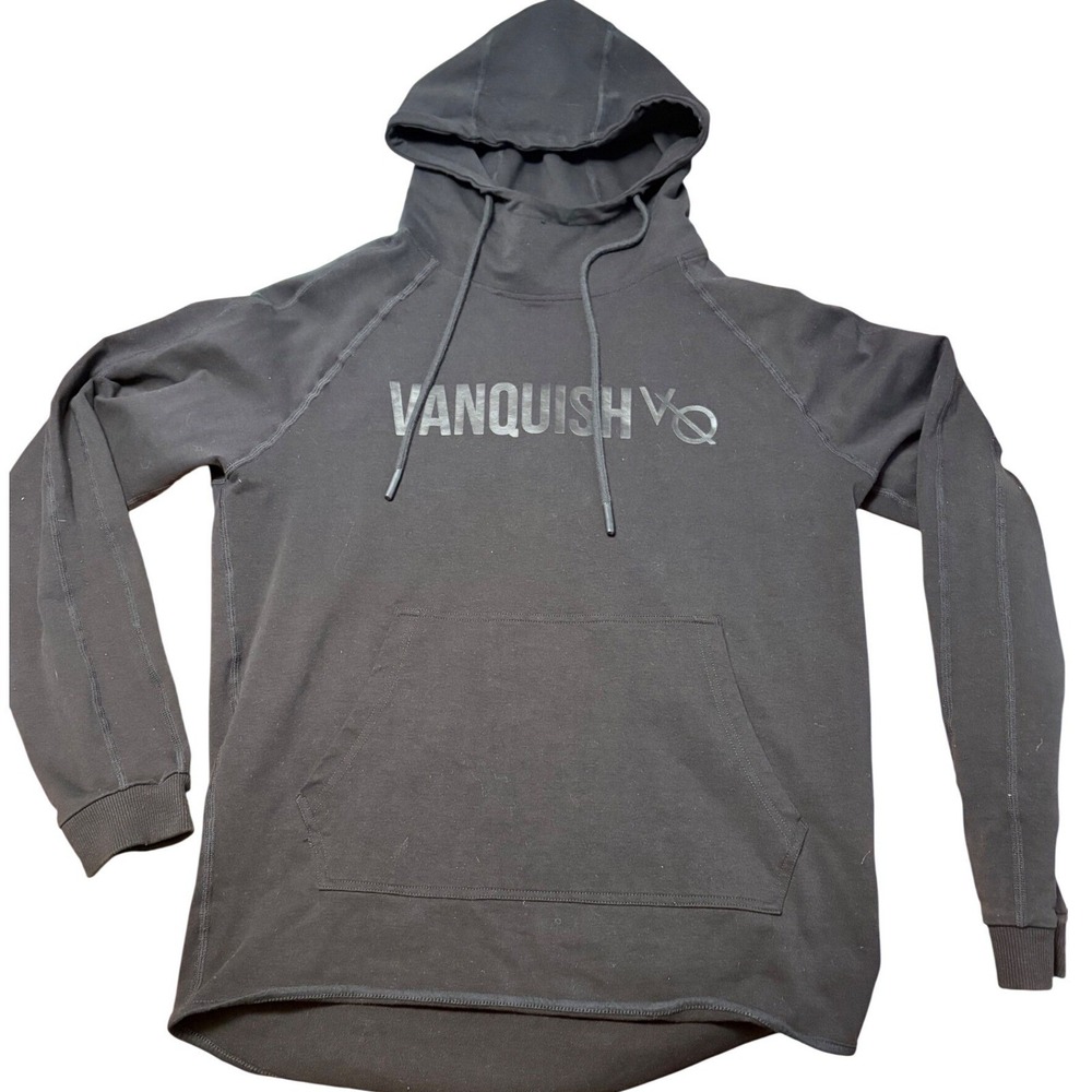 Vanquish Fitness Mens Black Pullover Hoodie VQ‎ Logo Cotton Blend Medium